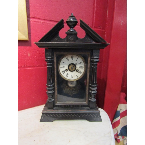 4157 - A Junghans late 19th Century mantel clock with compensation pendulum and alarm mechanism, 45cm tall ... 