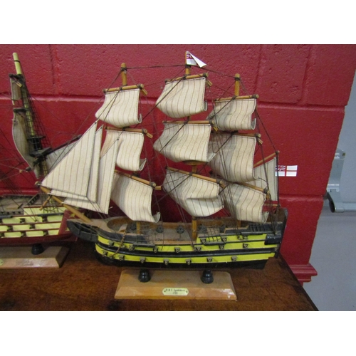 4164 - Two model men of war ships, H.M.S. Victory and H.M.S. Agamemnon, largest 46cm x 52cm