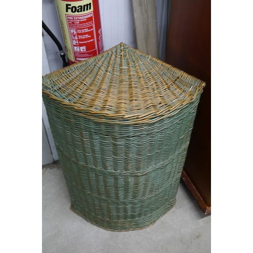 2326 - A wicker basket and a ladies railway trunk