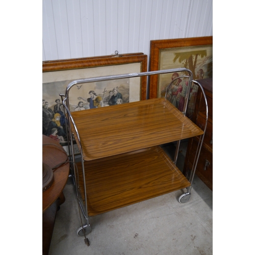 2346 - A retro Mid Century two tier chromed trolley