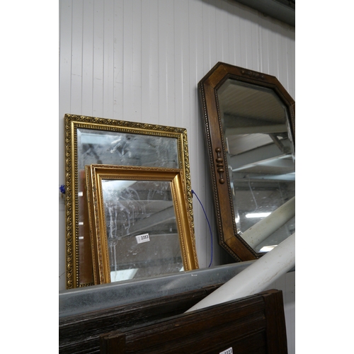 2353 - Two gilt framed mirrors and a oak mirror (3)