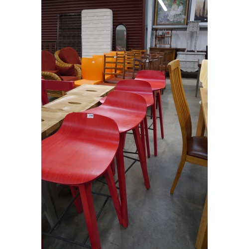 2366 - Four red bar stools