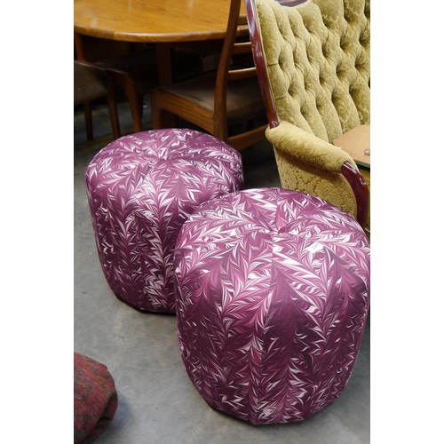 2367 - A pair of marble red pouffee stools