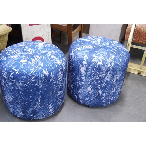 2369 - A pair of marble blue pouffee stools