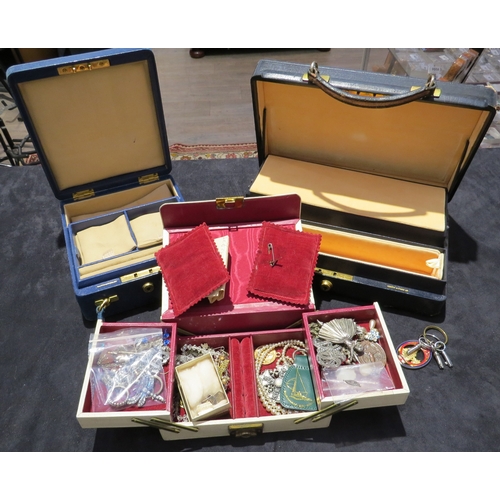 9376 - Remaining Jewellery, costume jewellery and three jewellery boxes including two Mappin and Webb examp... 