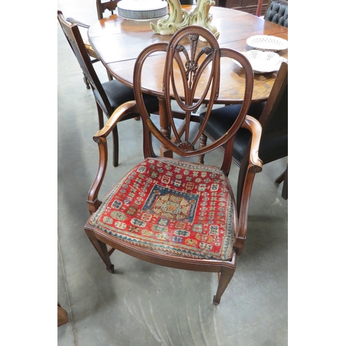 2190 - A Georgian style mahogany carver chair with carpet seat