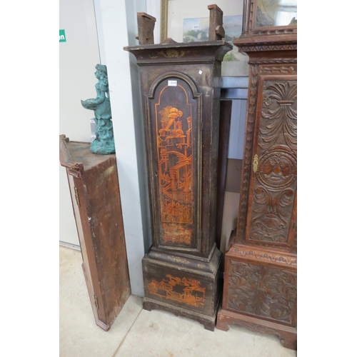 2218 - A Georgian chinoiserie clock case carcas, no hood or movement