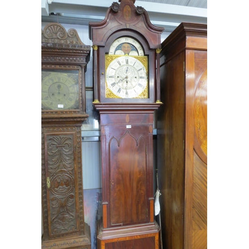 2220 - A Goerogian mahogany cased grandfather clock with moon roller dial, by Thomas Moss 1775-1825, with t... 