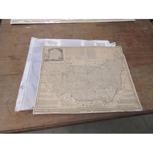 2233 - An 18th Century map of Suffolk re-back, a/f