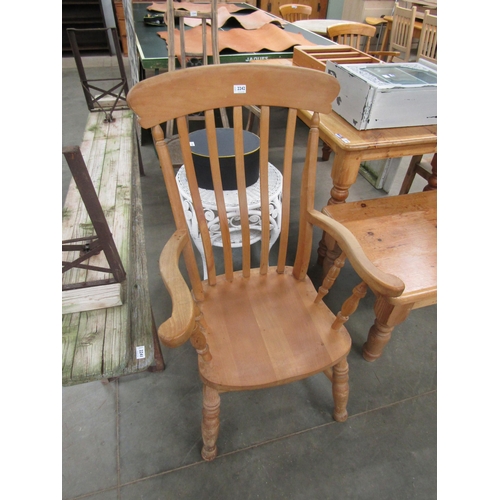 2242 - A beech lath-back Grandfather chair    (R)  £20