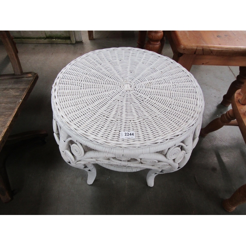 2244 - A 1950's painted wicker two tier occasional table