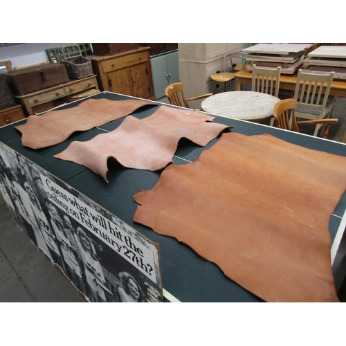 2247 - Three sections of thick leather hide approx 80 x 110cm