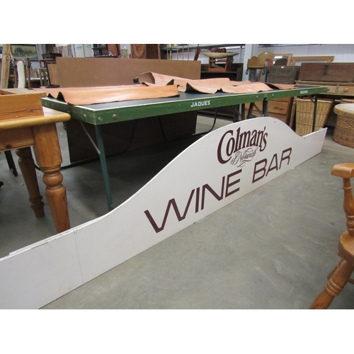 2249 - A large painted sign Colmans of Norwich Wine Bar 12' x 2'    (R)  £60