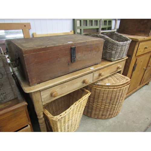 2255 - A Victorian ash two drawer side table   (R)  £50