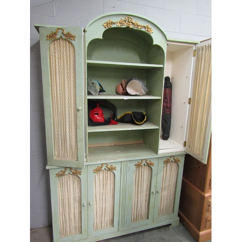 2269 - A French kitchen dressser with two door, shelved top and four door base