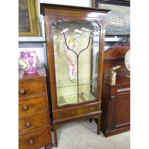 2107 - An Edwardian mahogany glazed display cabinet with glass shelved interior   (E)  £40-60