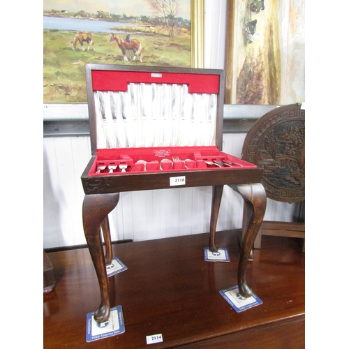 2116 - A silver plated Sheffield canteen of cutlery in box stool