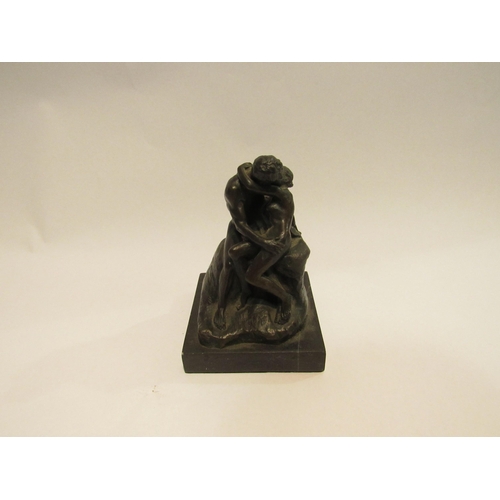 4308 - A reproduction Rodin bronze of embracing couple bearing a bronze garantie Paris JB Deposee label to ... 