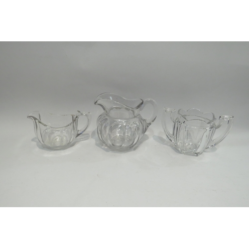 4472 - A glass twin handled sucrier and two similar jugs (3)            (E) £10-15