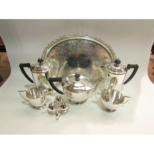 4031 - A group of silver plated items including tray, teapot etc (7)