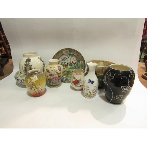 4258 - Three Oriental vases and a Chinese plate, vases and bowls including Shorter & Son deco, Linturn trad... 