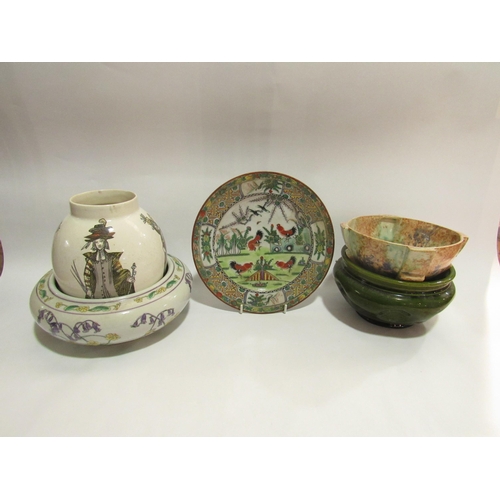 4258 - Three Oriental vases and a Chinese plate, vases and bowls including Shorter & Son deco, Linturn trad... 