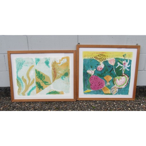 9433 - ANYA KING (b.1969) Two framed and glazed screenprints - 'Watery Scene' No.4/7, and Untitled example.... 