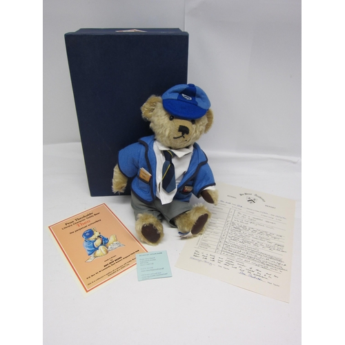 8302 - A Prue Theobalds Bo Bears 'Theo' teddy bear by Stacey Lee Terry, dressed as a schoolboy in blue felt... 