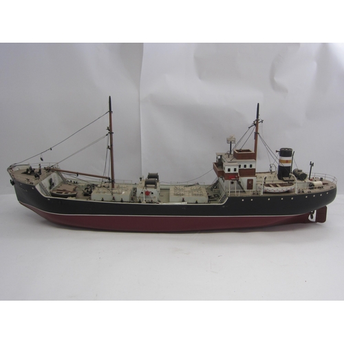 8427 - A wood and fibre glass kit built model ship 'Anglia, Bristol', finished in red and black with brass ... 