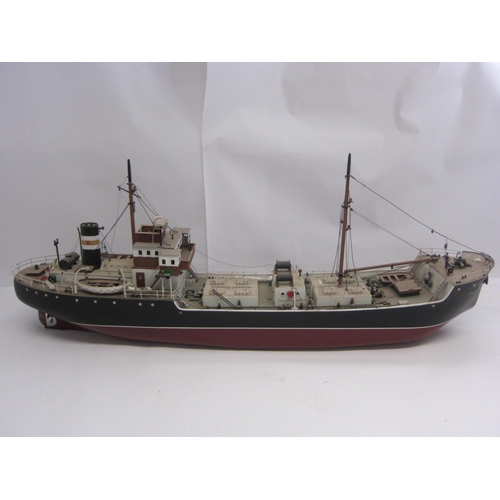 8427 - A wood and fibre glass kit built model ship 'Anglia, Bristol', finished in red and black with brass ... 