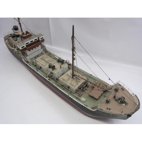 8427 - A wood and fibre glass kit built model ship 'Anglia, Bristol', finished in red and black with brass ... 