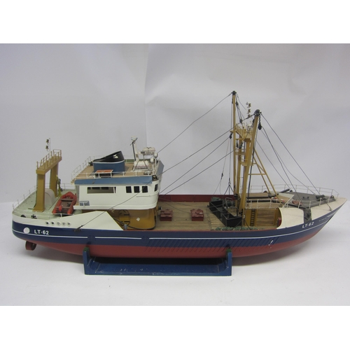 8431 - A wood and fibre glass kit built model beam trawler ship 'St. Martin, LT-62, Lowestoft', finished in... 