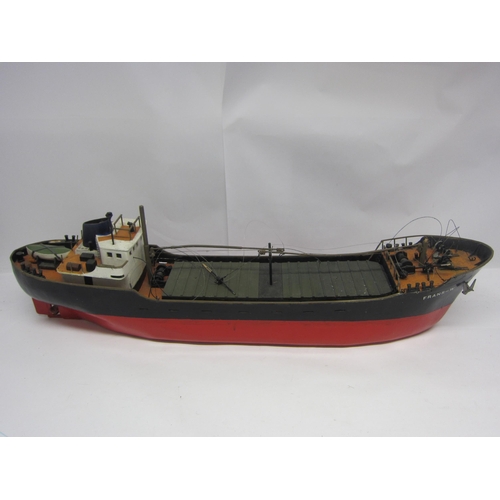 8428 - A kit built wooden model ship 'Frans-W, Hamburg', finished in black and red with brass propellor, fi... 