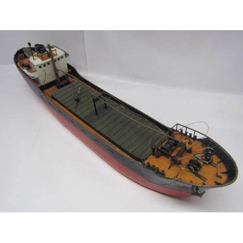 8428 - A kit built wooden model ship 'Frans-W, Hamburg', finished in black and red with brass propellor, fi... 