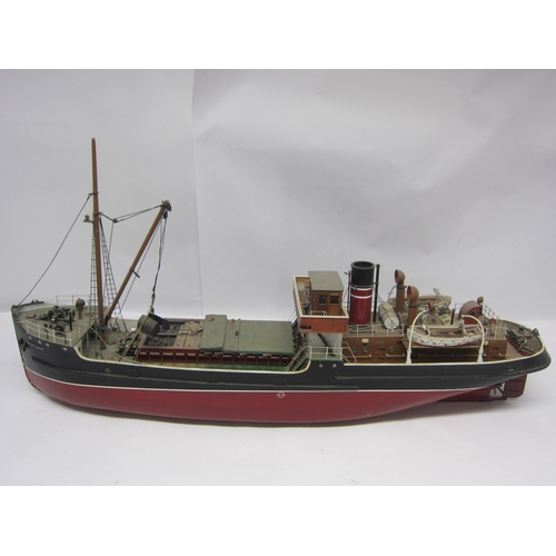 8417 - A kit built wood and fibre glass model ship, 'Portway, Avonmouth', finished in black and red with br... 