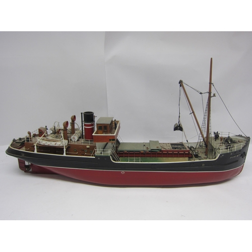 8417 - A kit built wood and fibre glass model ship, 'Portway, Avonmouth', finished in black and red with br... 