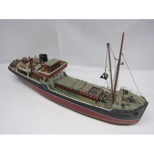 8417 - A kit built wood and fibre glass model ship, 'Portway, Avonmouth', finished in black and red with br... 