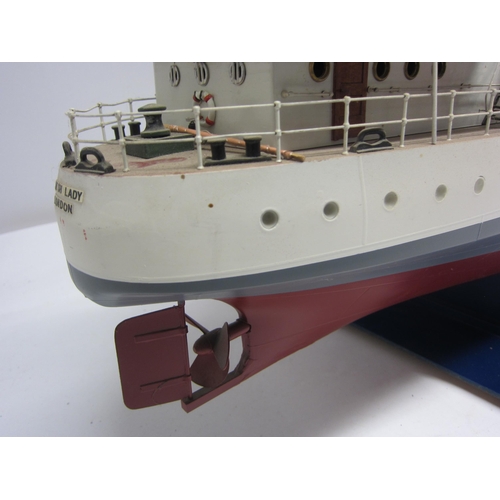 8435 - A kit built wood and fibre glass model ship 'British Lady, London', finished in red, grey and white ... 