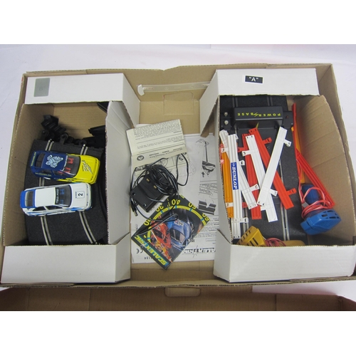 8398 - Three Scalextric slot racing boxes with mixed contents including cars C72 B.R.M, C138 Walter Wolf (d... 