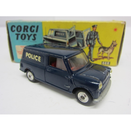 8133 - A boxed Corgi Toys 478 diecast BMC Mini Police Van with Tracker Dog, comprising dark blue police van... 