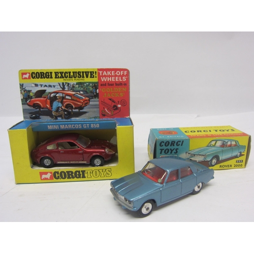 8135 - Two boxed Corgi Toys diecast vehicles to include 252 Rover 2000 in metallic light blue with red inte... 