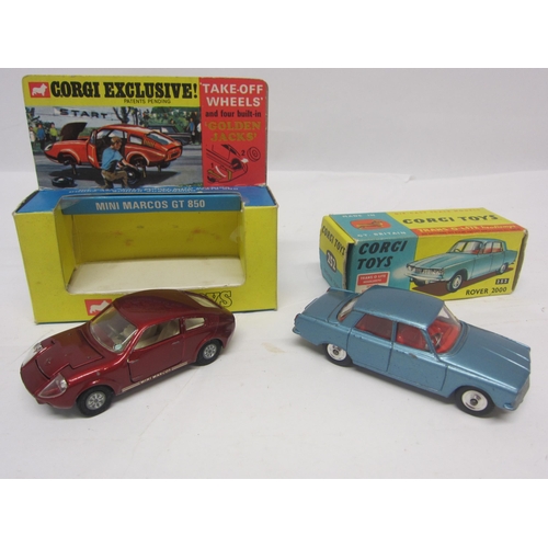 8135 - Two boxed Corgi Toys diecast vehicles to include 252 Rover 2000 in metallic light blue with red inte... 