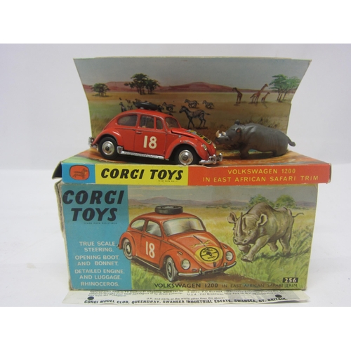 8137 - A boxed Corgi Toys 256 diecast Volkswagen 1200 in East African Safari Trim, comprising orange VW Bee... 