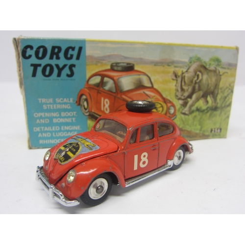 8137 - A boxed Corgi Toys 256 diecast Volkswagen 1200 in East African Safari Trim, comprising orange VW Bee... 