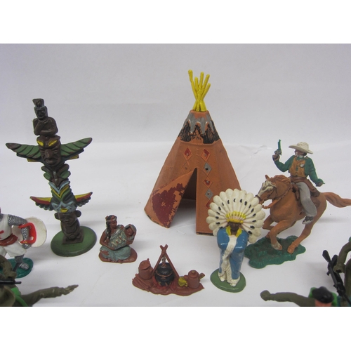 8377 - A collection of Timpo, Britains and Herald plastic figures including soldiers, cowboys, Native Ameri... 