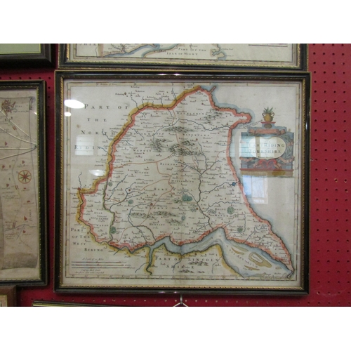 1112 - A hand coloured engraved map of the East Riding of Yorkshire by Robert Morden, circa 17th Century, f... 