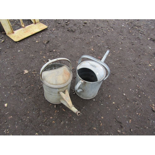 3369 - Two galvanised watering cans