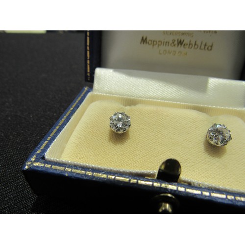 9138 - A pair of diamond stud earrings, 1.50-2ct total approx, 6mm diameter x 4mm deep