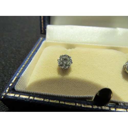 9138 - A pair of diamond stud earrings, 1.50-2ct total approx, 6mm diameter x 4mm deep