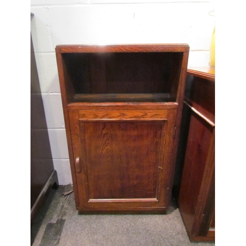 1032 - A 1920's oak single door cupboard with alcove, 95cm tall x 55cm wide x 26cm deep